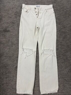 Zara White Distressed Jeans